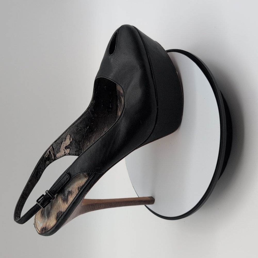 Sam Edelman| Chic Black Peep Toe Platform Leather Heels